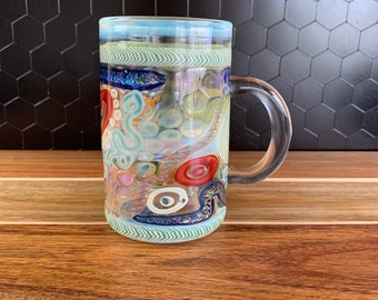 Color changing glass mug handblown coffee and tea cup iridescent glass mug heat resistant borosilicate glass gift for coffee and tea drinker