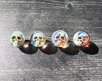 Hologram Skull Marble: Handmade Fumed Borosilicate Glass, Fume 3D Skull Image