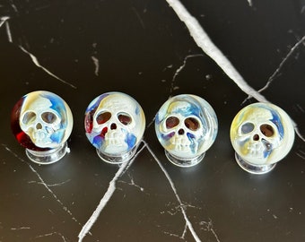 Hologram skull marble fumed skull marble handmade borosilicate glass marble realistic skull image crystal skull gift for skull enthusiast