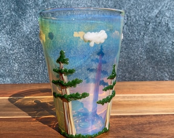 Vaso de pinta con diseño de secuoya: Vaso de cerveza de borosilicato iridiscente