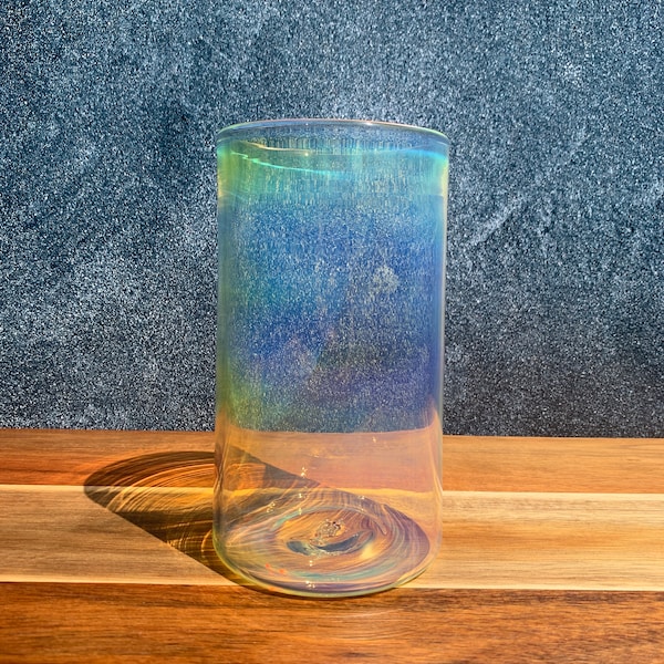 Iridescent Handblown Tumbler: Borosilicate Glass Cocktail Cup