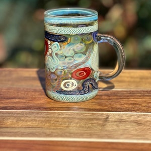 Color changing glass mug handblown coffee and tea cup iridescent glass mug heat resistant borosilicate glass gift for coffee and tea drinker image 2