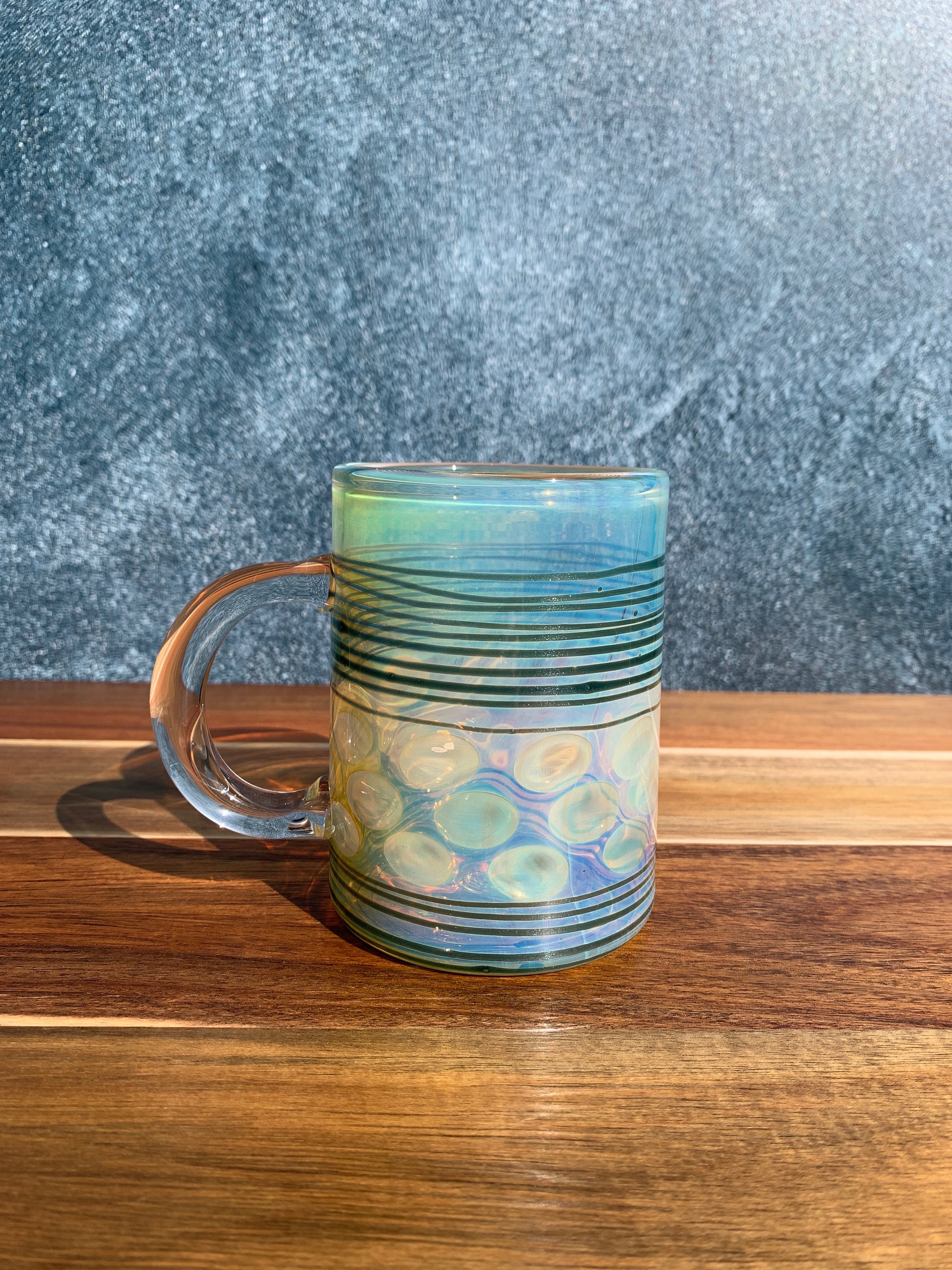 Color changing glass mug handblown coffee and tea cup iridescent glass mug heat resistant borosilicate glass gift for coffee and tea drinker