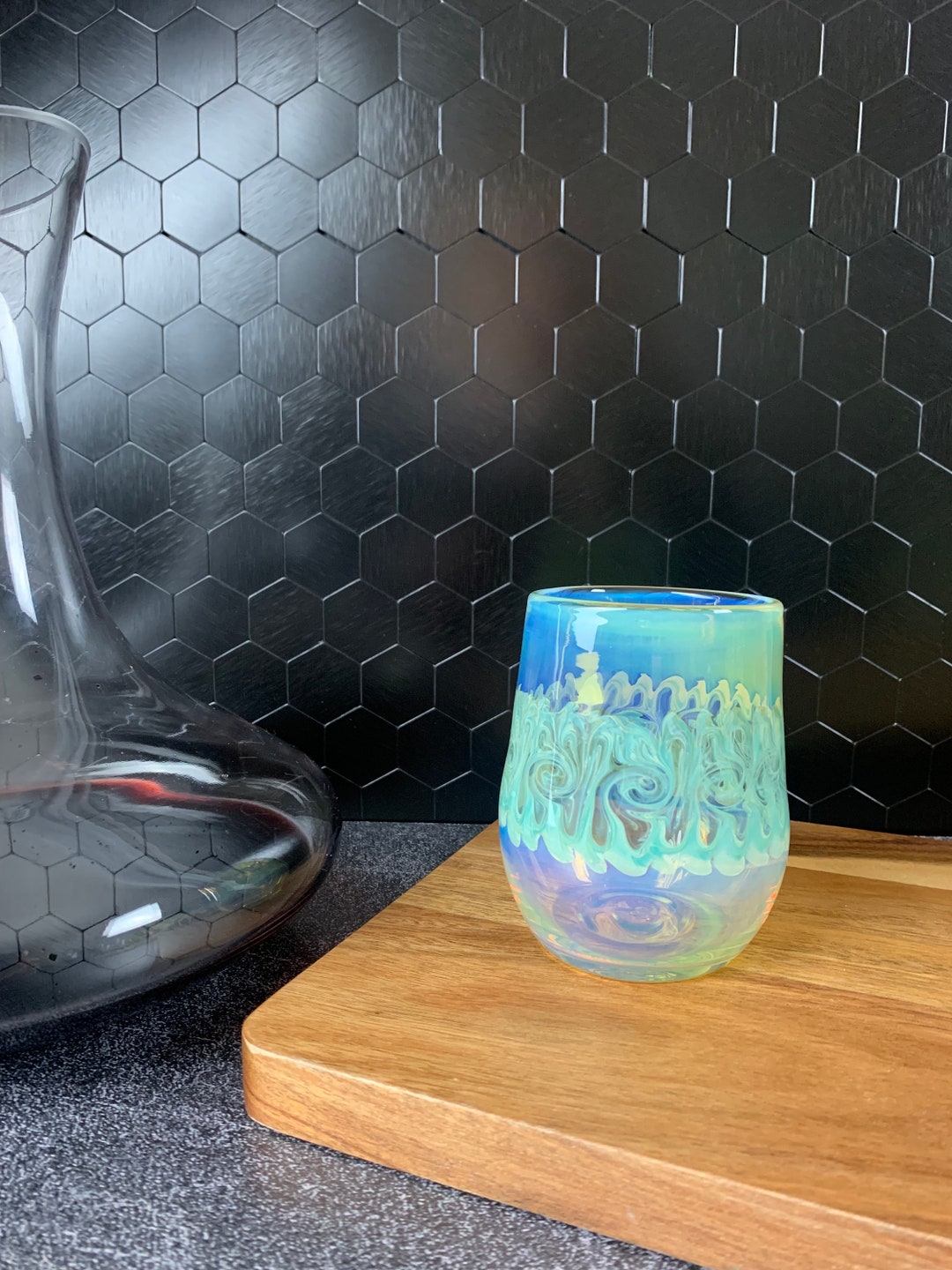 Color Changing Wine Glass Handblown Borosilicate Glass Elevated