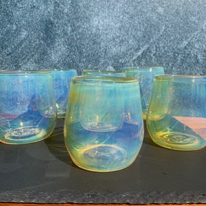 Handblown Iridescent Wine Glass: Borosilicate Glass, Gift for Enthusiast