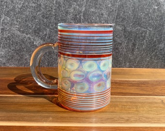 Color changing glass mug handblown coffee and tea cup iridescent glass mug heat resistant borosilicate glass gift for coffee and tea drinker