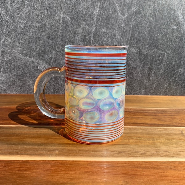 Handblown Iridescent Glass Mug: Color Changing Coffee Tea Cup