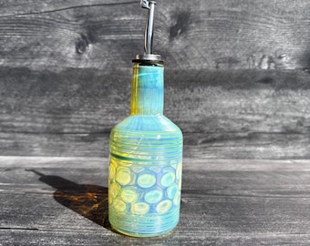 Dispensador de aceite de vidrio soplado a mano, vertedor de cocina recargable, ecológico