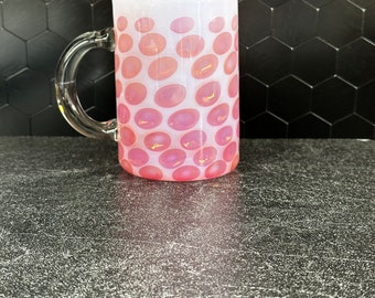 Jade pink glass mug handblown coffee and tea cup iridescent glass mug heat resistant borosilicate glass gift for coffee and tea drinker