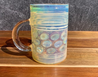 Color changing glass mug handblown coffee and tea cup iridescent glass mug heat resistant borosilicate glass gift for coffee and tea drinker