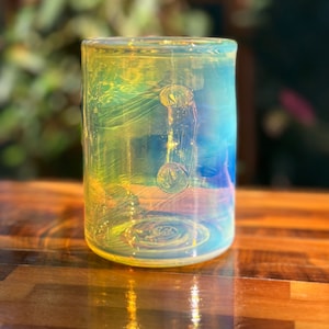 Color changing glass mug handblown coffee and tea cup iridescent glass mug heat resistant borosilicate glass gift for coffee and tea drinker image 5