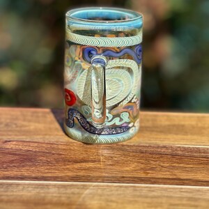 Color changing glass mug handblown coffee and tea cup iridescent glass mug heat resistant borosilicate glass gift for coffee and tea drinker image 10