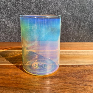 Iridescent Handblown Tumbler: Borosilicate Cocktail Glass