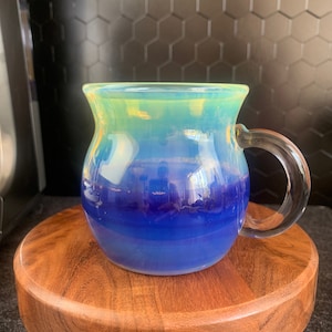 Handblown Borosilicate Glass Coffee Mug: Heat Tempered, Handmade