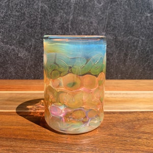 Iridescent Handblown Tumbler: Borosilicate Cocktail Glass, Made in USA