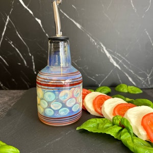 Glass oil or vinegar bottle handblown designer pourer refillable dispenser eco-friendly kitchen storage massage oil kitchen soap bottle