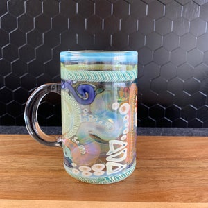 Color changing glass mug handblown coffee and tea cup iridescent glass mug heat resistant borosilicate glass gift for coffee and tea drinker image 4