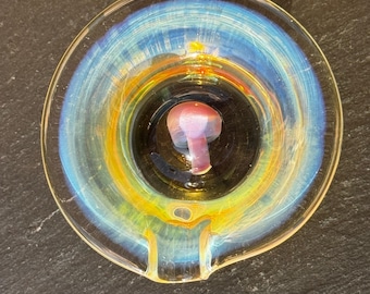Hand Blown Funed Glass Mushroom Ashtray