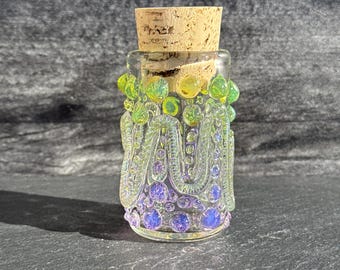 Hand Blown Pyrex Swizzle Jar – Swizzle Cane, Accent Dots, Airtight Cork Lid