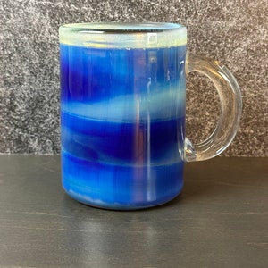 Color changing glass mug handblown coffee and tea cup iridescent glass mug heat resistant borosilicate glass gift for coffee and tea drinker image 3