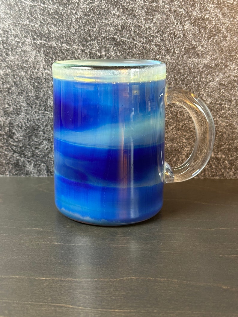 Color changing glass mug handblown coffee and tea cup iridescent glass mug heat resistant borosilicate glass gift for coffee and tea drinker image 3