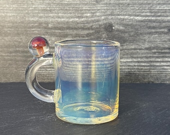 Handblown Glass Mushroom Espresso Cup gift for coffee drinker unique borosilicate glass