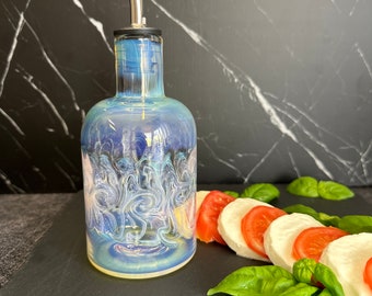 Dispensador de aceite de vidrio soplado a mano: botella de cocina recargable, fabricado en EE. UU.