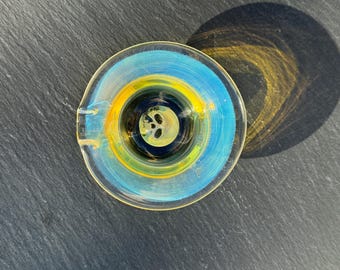 Hand Blown Glass Skull Ashtray