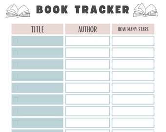 Fun Book Tracker: Title, Author, Star Rating