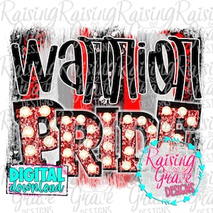 Warrior Pride - Red and Black - Sublimation Design - Digital Download - PNG