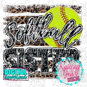 Softball Sister - Cheetah Stripes - Black Glitter - Sublimation Design - Digital Download - PNG