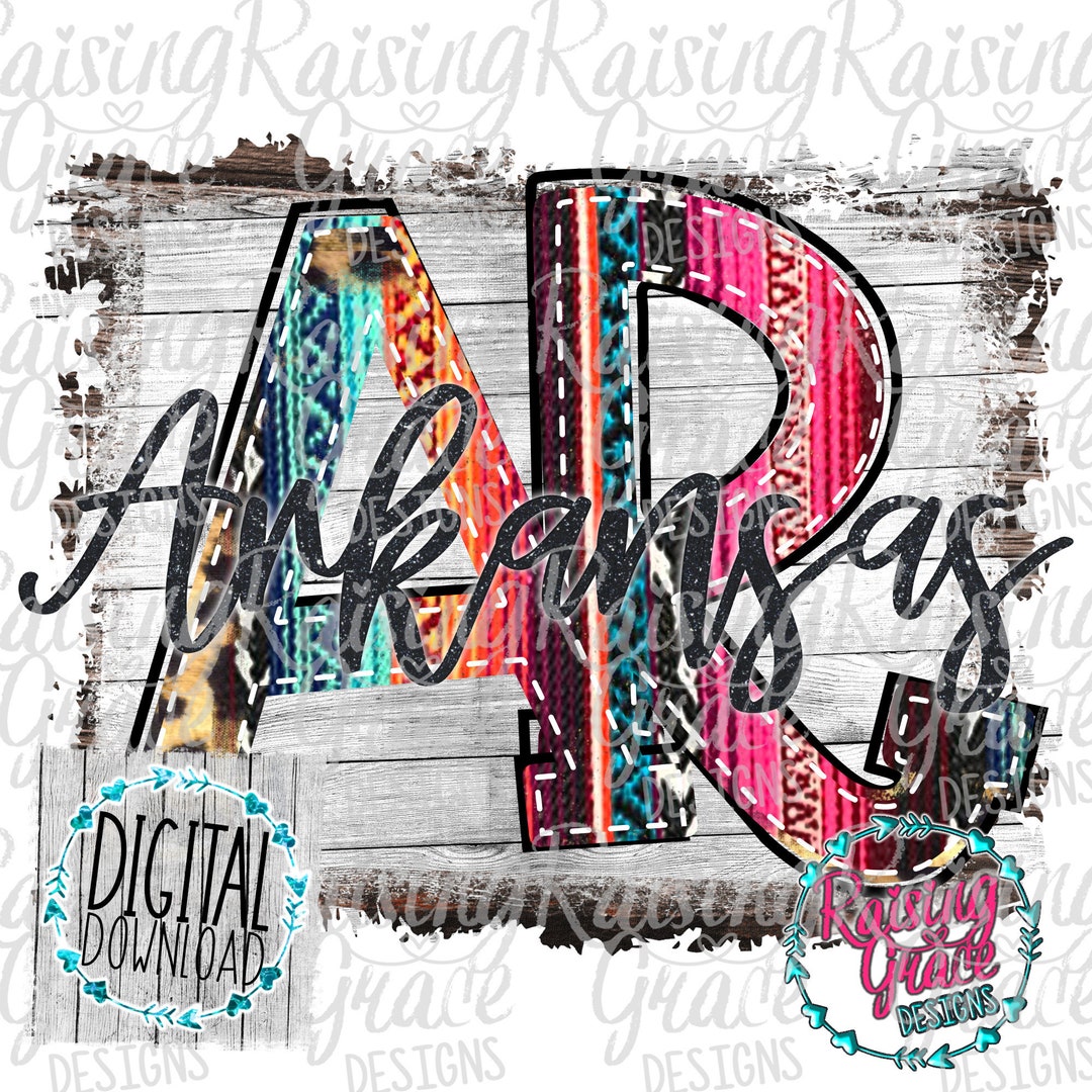AR Arkansas Serape Stitched Abbreviation Sublimation Design Etsy