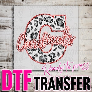 DTF Direct to Film Transfer Ready to Press – Full Color Heat Transfer for Shirts & Apparel - C - Cardinals - Red Faux Glitter bild 1