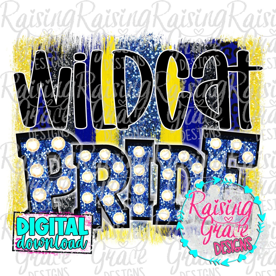 Wildcat Pride Royal Blue and Yellow Sublimation Design Digital Download ...