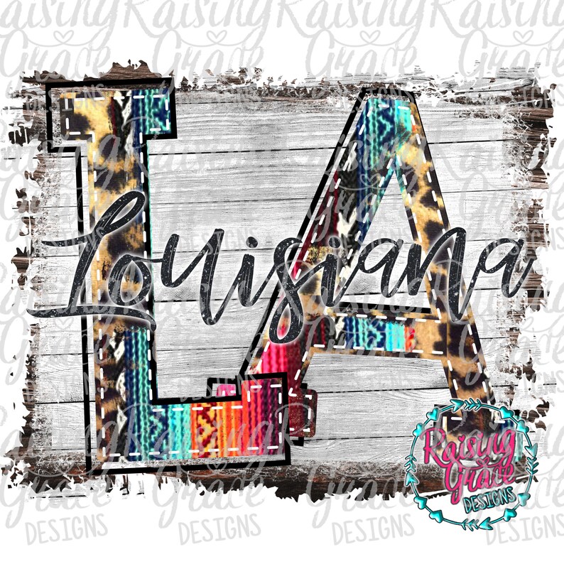 LA Louisiana Serape Stitched Abbreviation Sublimation Etsy