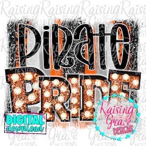 Pirate Pride - Black and Orange - Sublimation Design - Digital Download - PNG