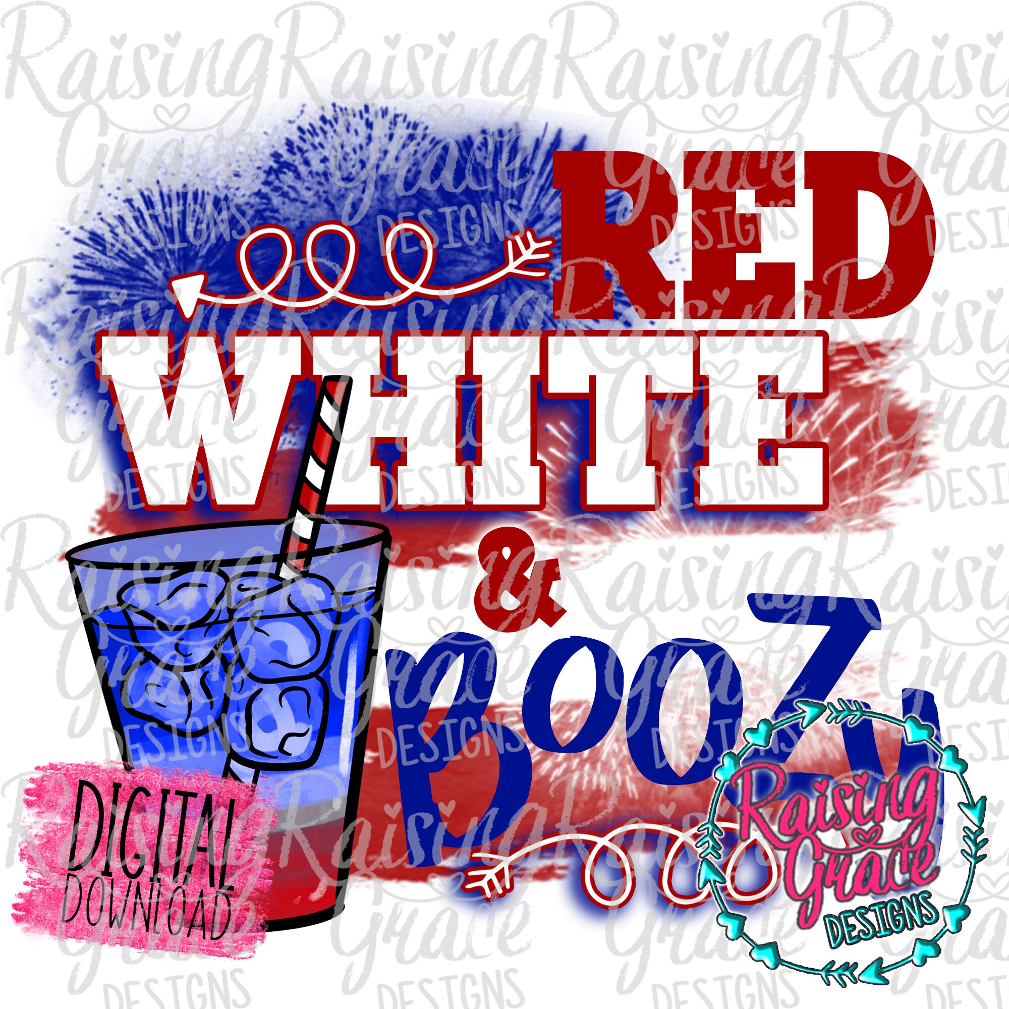 Red White & Boozy - Sublimation Design - Digital Download - PNG