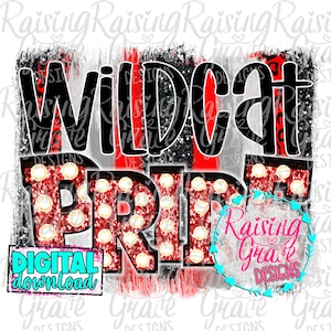 Wildcat Pride - Black and Red - Sublimation Design - Digital Download - PNG