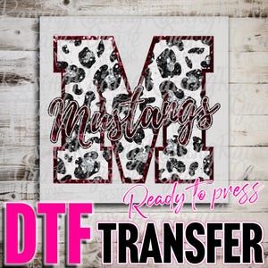 DTF (Direct To Film) Transfer - Ready to Press - M - Mustangs - Maroon and Black