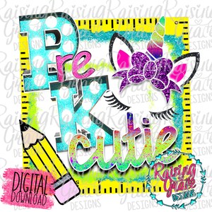Pre K - Cutie - Sublimation Design - Digital Download - PNG