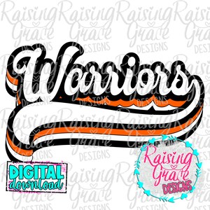 Krieger - Retro - Schwarz und Orange - Sublimationsdesign - Digital Download - PNG