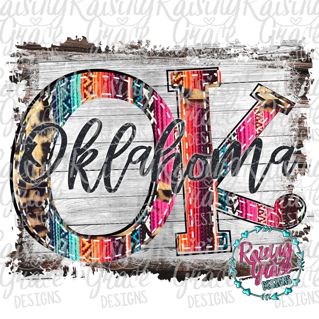 OK Oklahoma Serape Stitched Abbreviation Sublimation Etsy