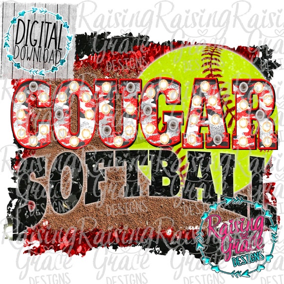 Cougars Marquee Baseball C PNG Digital Download Sublimation Design