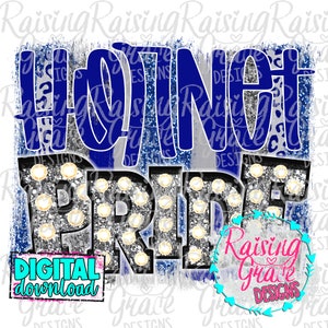 Hornet Pride - Royal Blue and Silver - Sublimation Design - Digital Download - PNG