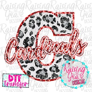 DTF Direct to Film Transfer Ready to Press – Full Color Heat Transfer for Shirts & Apparel - C - Cardinals - Red Faux Glitter bild 2