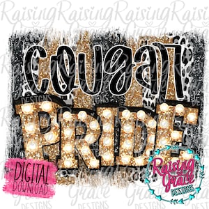 Cougar Pride - Gold/Black - Sublimation Design - Digital Download - PNG