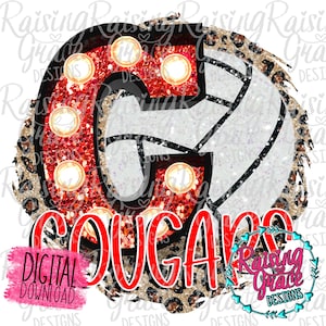 C - Cougars - Marquee - Volleyball - Sublimation Design - Digital Download - PNG