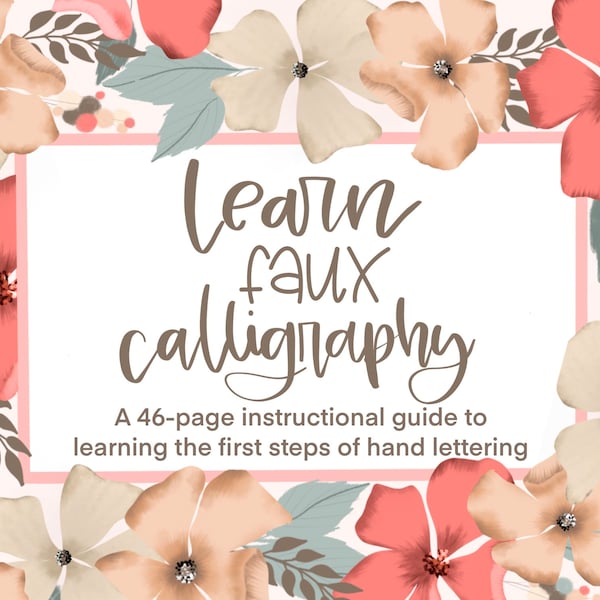 Learn Faux Calligraphy, Lowercase Alphabet Instructional Guide, Hand Lettering Book