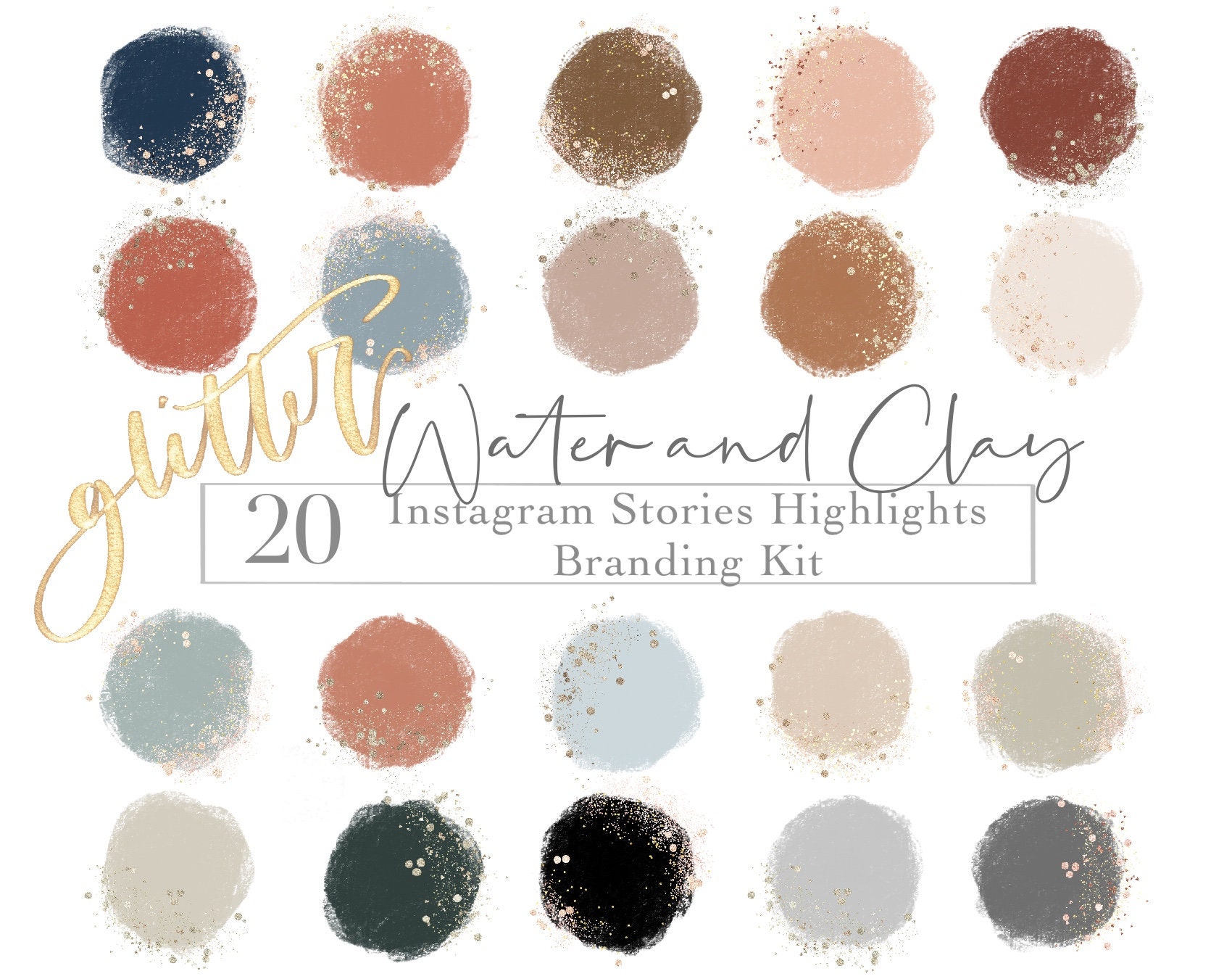 Instagram Stories Highlights Button Branding Kit, River and Clay Pale…