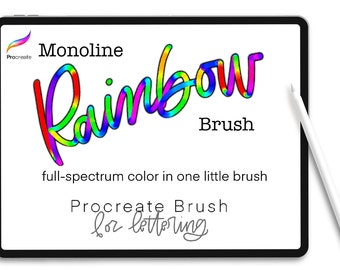 Monoline Rainbow Procreate Brush, Color-Changing Digital Art Brush, Procreate Lettering Brush, Digital Paint Brush, Drawing Procreate Brush